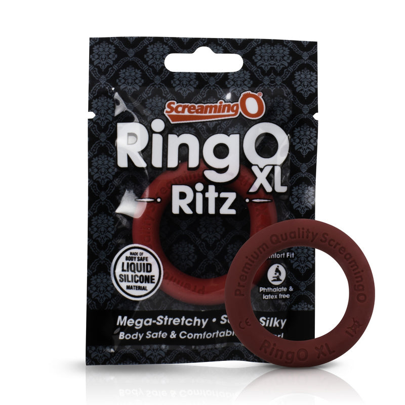 Screaming RingO Ritz XL Silicone Cock Ring - Red Package