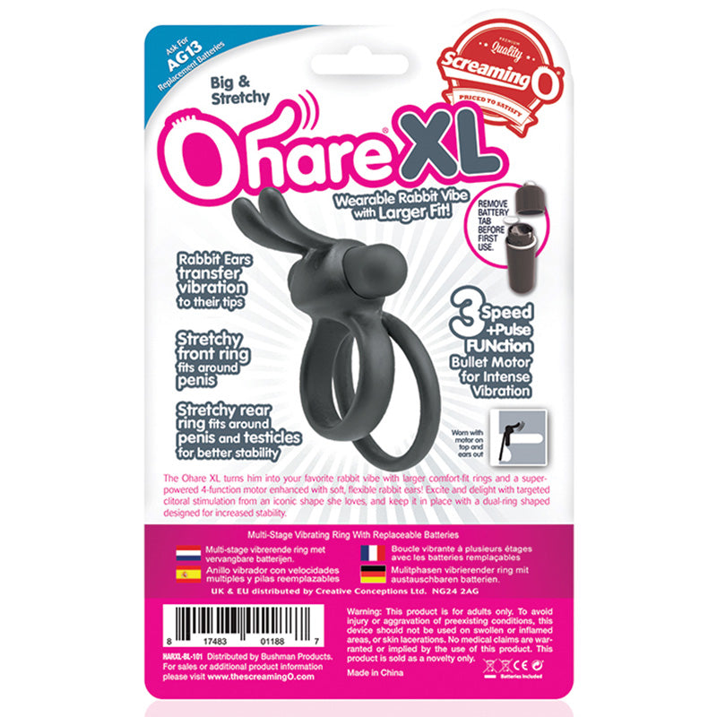 Screaming O HARXL-BL-110 Ohare XL Wearable Rabbit Vibe Black Package Back