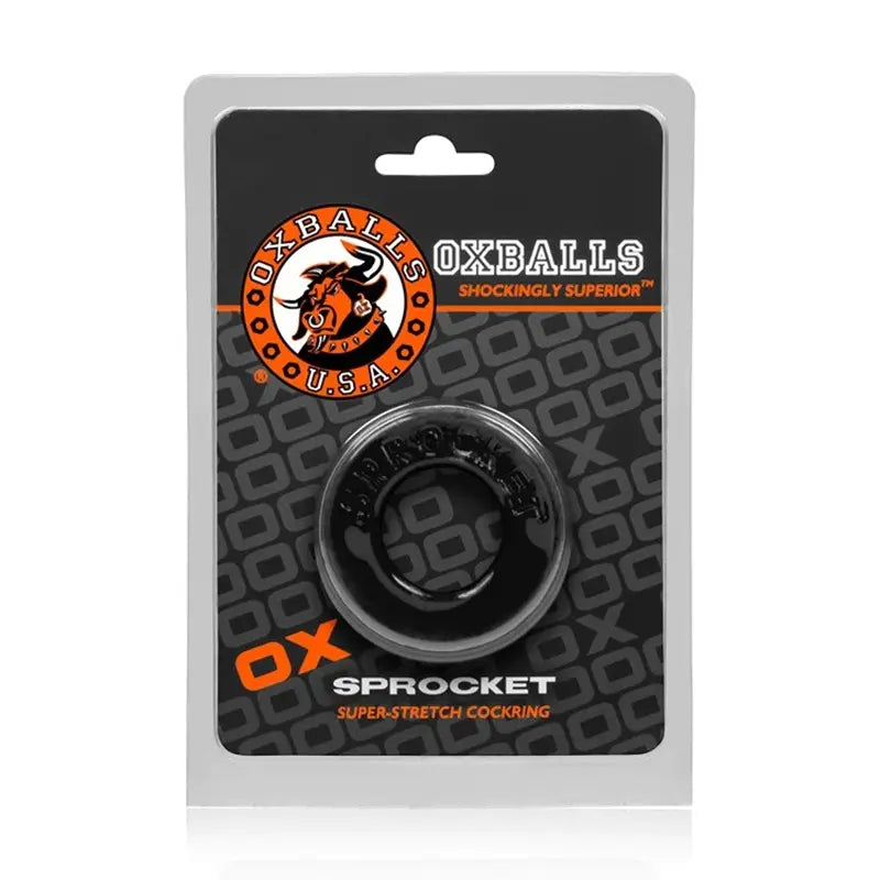 Oxballs Atomic Jock Sprocket Super-Stretch Cock Ring Black AJ-1043 Package