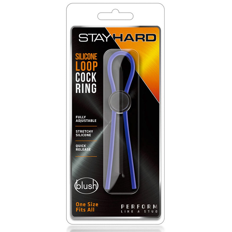 Blush BL-31092 Stay Hard Silicone Loop Cock Ring - Blue Package