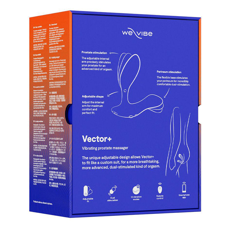 We-Vibe Vector+ Vibrating Bluetooth Prostate Massager Royal Blue Package Back