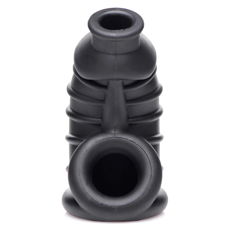 XR Brands AG722-Black Dark Chamber Silicone Chastity Cage - Black