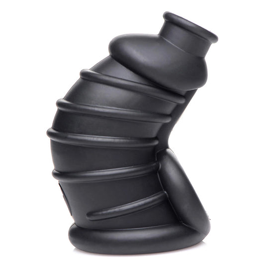 XR Brands AG722-Black Dark Chamber Silicone Chastity Cage - Black